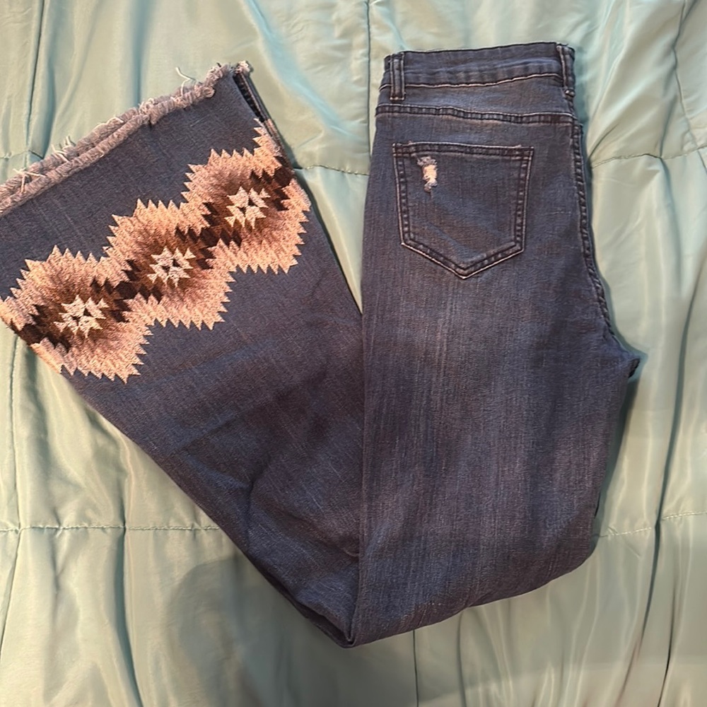 Crazy Train Flare Designed Jeans